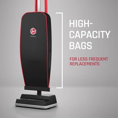 Hoover Commercial Superior Lite Upright Vacuum Cleaner, Bagged Professional Pro Grade, for Carpet and Hard Floor, CH50200, Black