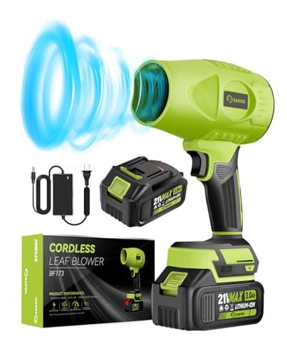 Saker Cordless Leaf Blower Portable Dust Cleaner Handheld Turbo Jet Blower 180000 RPM Air Duster with Adjustable Speed for Drying Patio Cleaning 2 Batteries Green