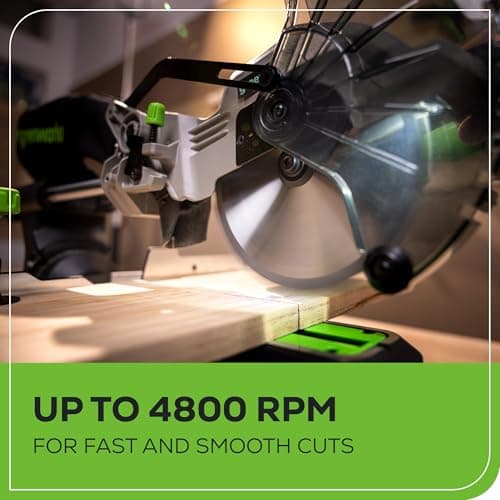 Greenworks 24V Brushless 7-1/4" Sliding Compound Miter Saw Kit, 4800RPM, Single Bevel 0-47°, LED Cut Line, Dust Collection, 4.0Ah Battery & Charger Included