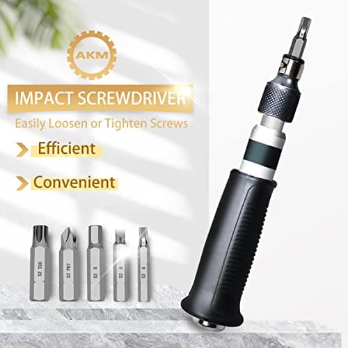 AKM Hand Manual Reversible Impact Driver Set Extractor Impact Screwdriver S2 Steel Much More Durable Disengage Rusted Fasteners or Frozen Bolts (1/4" Driver)