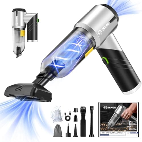Saker Handheld Car Vacuum Portable Cordless17000PA Mini Vacuums Rechargeable Foldable Vacuum Cleaner with Brushless Motor for Gifts Home,Office Pet and Father's Day HL132 Black