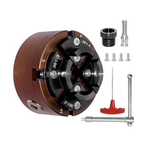 4 Inch Wood Lathe Chuck Set 1"X8TPI Thread & 3/4"X16TPI Adapter, Self-Centering 4 Jaw Wood Turning Chuck