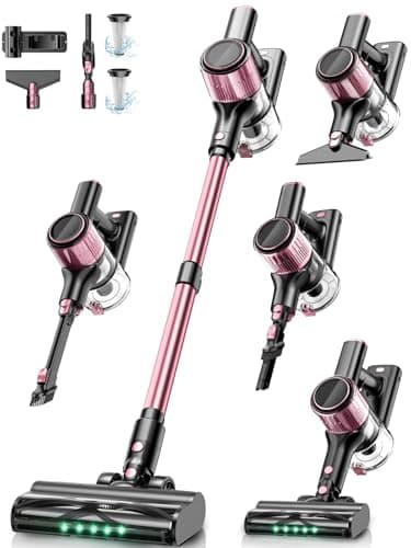 Cordless Vacuum Cleaner, 8 in 1 Vacuum Cleaner for Home with LED Display, 3 Suction Modes, Anti-Tangle Brush, 45mins Runtime Lightweight Stick Vacuum for Home Hardwood Floor, Pet Hair, Carpet