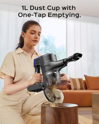 Cordless Stick Vacuum Cleaner, 55Min Cordless Vacuum Cleaners for Home, Powerful Suction Rechargeable Vacuum with Green LED Headlight, Lightweight Stick Vac for Carpet, Hardwood Floors & Pet Hair