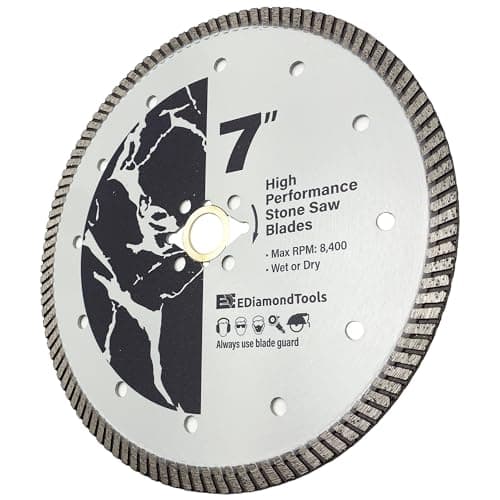 7" High Performance Diamond Saw Blades for Granite, Quartz, and Other Engineered Stones, 7/8"-5/8" Arbor
