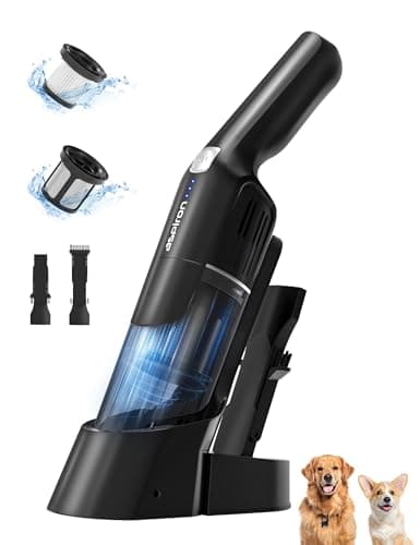 Aspiron Cordless Handheld Vacuum, 24KPA Powerful Car Vacuum, Rechargeable, Charging Dock, Ergonomic Handle, 2-in-1 Crevice Tool, 1.8lb Portable Vacuum Cleaner with 2-Speed for Car, Home, Black Grey