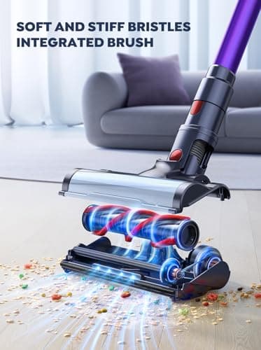 Cordless Vacuum Cleaner, 2 Batteries 110 Mins Runtime Vacuum Cleaners for Home, 40KPA 450W Stick Vacuum with Brushless Motor, Automatically Adjust Suction, Handheld Vacuum for Pet Hair/Carpet/Floor