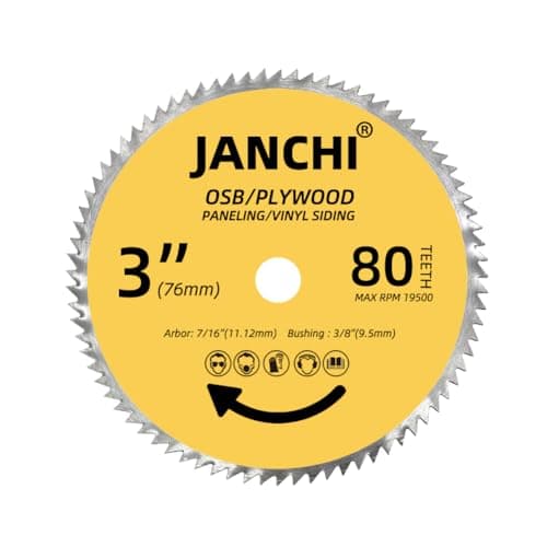 3Pack 3 Inch (76mm) 80T Circular Saw Blade, 7/16 Inch (11.12mm) Arbor with 3/8 Inch(9.5mm) Bushing, Plywood, OSB, Paneling and Vinyl Siding Fast and Smooth Cutting Saw Blade