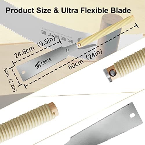 KERYE Japanese Pull Saw 9.5 Inch, Hand Saw with Double Edges of 10/17 TPI and Replaceable Blade, Ryoba Wood Cuttter, Sharp and Light Woodworking Tools Gifts for Men and Women-KY01