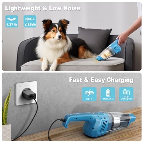 Handheld Vacuum Cordless, 14500PA Powerful Suction Hand Held Vacuum Cleaner with Brushless Motor, Rechargeable and Portable Car Vacuum for Home Office Car Pet