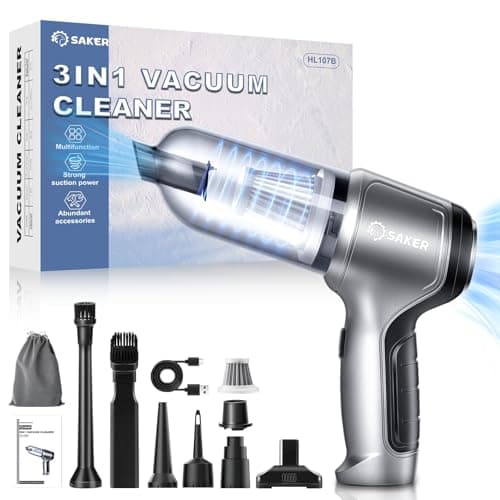 Saker Car Vacuum Portable Cordless 3 in 1 Handheld Car Vacuum 15000PA High Power with Brushless Motor and TypeC for Cars,Office,Home Cleaning HL107B