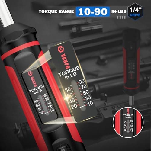 VANPO Torque Screwdriver, 10-90In-lb Torque Screw Driver Wrench Driver Set, 1/4” Drive Inch Pounds Torque Wrench Screwdriver with 60 S2 Bits for Maintenance, Tools, DIY, Bike Repairing and Mounting