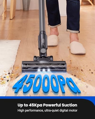 Proscenic Cordless Vacuum Cleaner,45Kpa 55Mins P11 Mopping Wet Dry Vacuum and Mop Combo All in one, Lightweight Stick Vacuum with LED Display, Long Runtime Ease of use for All Floors Pet Hair Carpet