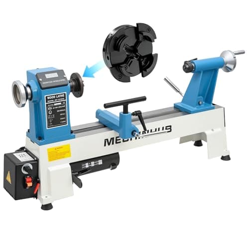 12" x 18" Digital Display Benchtop Wood Lathe Machine and 4 Inch 4 - Jaw Wood Lathe Chuck Set