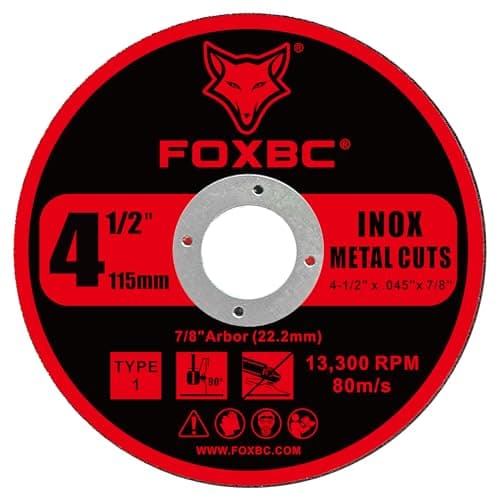 FOXBC 4-1/2 Inch Cut Off Wheel Discs for Angle Grinder, Cutting for Metal & Stainless Steel, 4-1/2" x .045" x 7/8" - 50 Pack