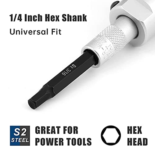 COMOWARE Impact Drill Bit Set - 21 Pcs Hex Titanium HSS Quick Change Impact Driver Bit Set for Wood, Plastic, Aluminum Alloy, Metal, 1/16"-1/2"