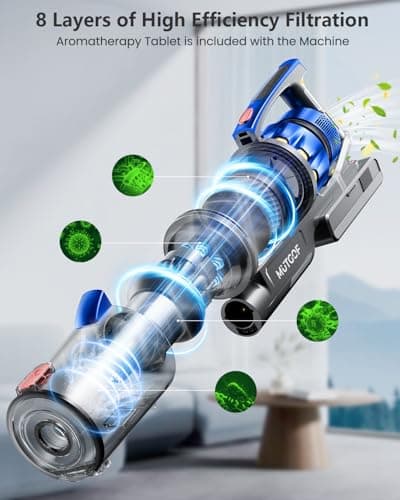 Cordless Vacuum Cleaner, 45Kpa 550W Vacuum Cleaners for Home, Max 70Mins Cordless Stick Vacuum with LED Screen, Dual Handle Anti-Tangle Rechargeable Vacuum for Hard Floors/Pet Hair/Carpet