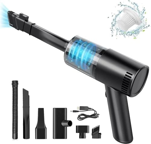 purux Handheld Vacuum Cordless Car Vacuum Cleaner with Multi-Nozzles, 12000Pa Powerful Suction Rechargeable Hand Vacuum, Portable Wet and Dry Mini Vacuum Cleaner Dust Buster for Car Home Office Pet