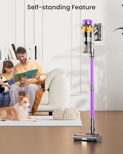 Cordless Vacuum Cleaner, 550W 45KPA 70 Mins Vacuum Cleaners for Home, Self-Standing Cordless Vacuum with Charging Dock Station, LED Display, Upgraded Anti-Tangle Stick Vacuum for Pet Hair/Carpet/Floor