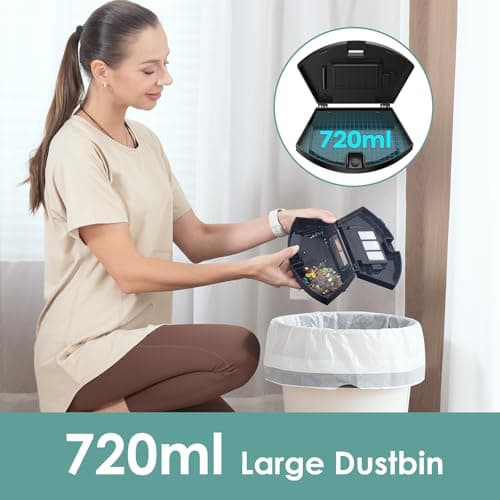 W6+ Robot Vacuum Cleaner,2800Pa Suction,720ml Large Capacity,120 Mins Runtime,Self-Charging Slim Robotic Vacuums,APP/Voice/Remote Control,No Entanglement Suction Port Ideal for Pet (Black)