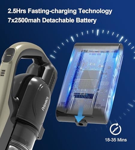 Cordless Vacuum Cleaner, 25Kpa Powerful Suction Ultralight Stick Vacuum with Tangle-Resistant Floor Brush, 2500mAh Fast-Charging Battery for Pet Hair Floor Carpet Stair, 4 Hepa