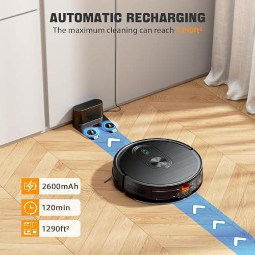Robot Vacuum and Mop Combo, Vacuuming & Mopping 2 in 1 Robot 3200Pa Max Suction,with Schedule, App/Bluetooth/Voice, Self-Charging Robot Vacuum Cleaner, Slim, Ideal for Pet Hair, Hard Floor, Carpet