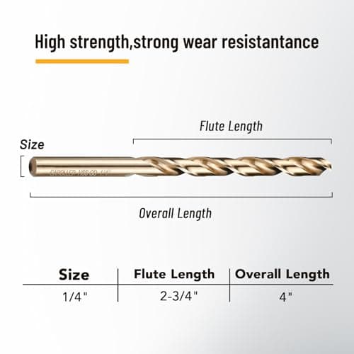 29Pcs Drill Bit Set, 135 Degree Tip High Speed Steel with Black and Gold Finish, Stainless Steel, Plastic and Wood with Metal Indexed Storage Case 1/16"-1/2" (29pcs Black and Gold)