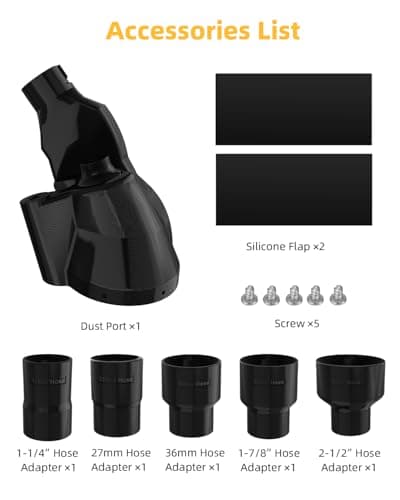 Dust Collection Port for DeWalt DWS779 & DWS780 Miter Saws - 5 Hose Adapters, Maximizes Dust Extraction for Clean Work Environment