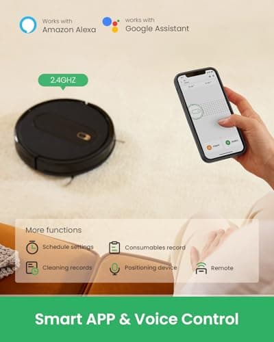 T6 Robot Vacuum, 100 Mins Runtime, Slim, Quiet, Automatic Robotic Vacuum Cleaner, Self-Charging, Schedule Setting, Remote/App/Voice Control, Ideal for Hard Floor and Low Pile Carpet