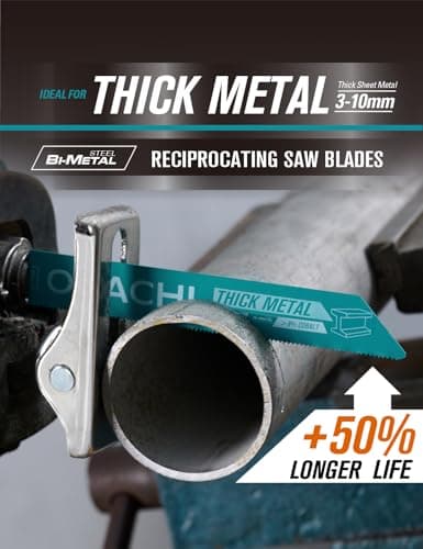 ODACHI Heavy Metal Cutting Reciprocating Saw Blades 9 Inch 14TPI Sawzall Blades for Pipe, Sheet, Rebar, Bi-Metal Sabre Saw Blades High Wear Resistance for Cutting 5 Pack