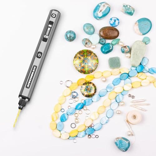 AM ARROWMAX Mini Drill Pen, 5-Speed, LED Lights, OLED Display, Aluminium Box, Resin Drill Set With 10 Small Bits, 3/32-Inch Shank, For Jewelry Making, Wood, Plastic