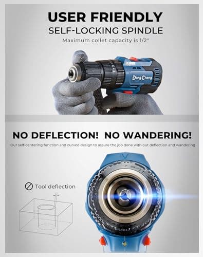 Dong Cheng 20V Brushless Heavy-duty Impact Drill, 443 in-lbs, 27000 IPM, 1/2" Keyless Metal Chuck, 20+1+1 Clutch, Cordless Hammer Drill with 2 Battery Kit for Drilling Brick Wall, Metal, Wood