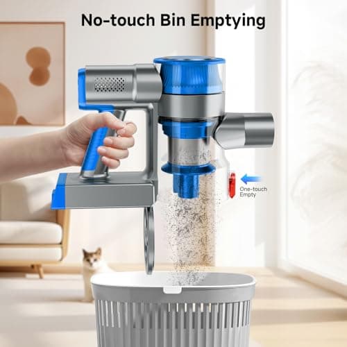 Cordless Vacuum Cleaner for Home, Powerful Stick Vacuum Cleaner with Rechargeable Battery, 6 in 1 Lightweight Handheld Vacuum, 45 Mins Runtime Cordless Vacuum for Hardfloor & Carpets Pet Hair,Blue
