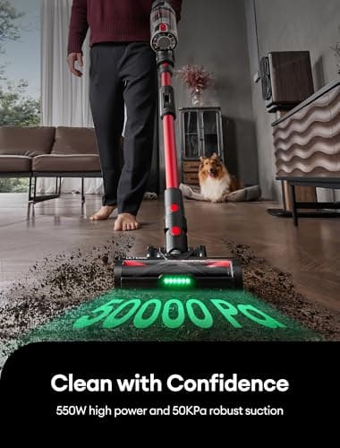 Ultenic Cordless Vacuum Cleaner, 550W/50Kpa, 60Mins Runtime, Stick Vacuum Cordless Rechargeable with 180°Bendable Wand, Anti-Tangle Brush, Vacuum Cleaners for Home/Pet Hair/Carpet/Floor U16
