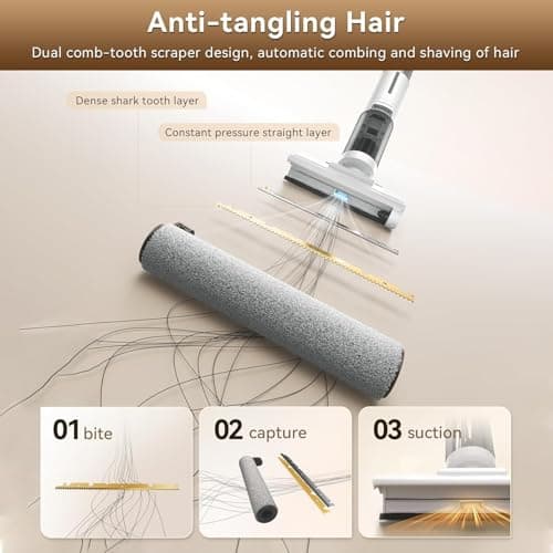 JONR ED12 Lite Wet Dry Vacuum Cleaner, Cordless Vacuum Mop with Self-Washing, 0.1 inch Edge Cleaning, 30min Runtime, Anti-Tangle Design, 7.7lbs Lightweight Mop Vacuum Cleaner for Hard Floors