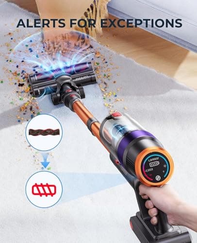 LaresarSSR Cordless Vacuum Cleaner, 450W/38000pa Stick Vacuum Cleaner with Touch Screen, Max 55 Mins Runtime, Handheld Vacuum Cleaner for Home