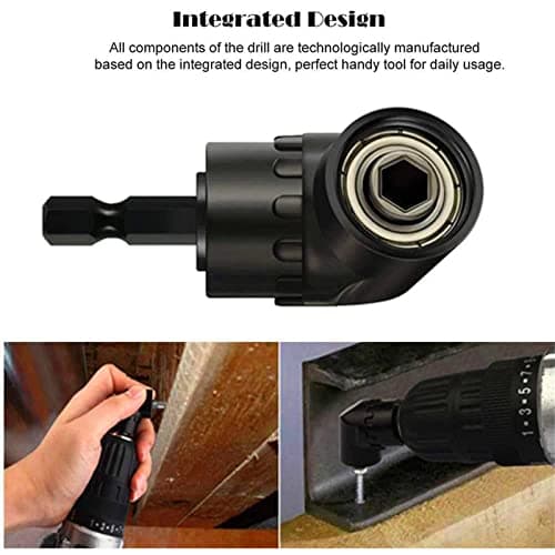 Right Angle Drill Adaptor,4-in-1 Impact Drill Bit Extension,360° Rotatable 1/4 3/8 1/2" Impact Grade Socket Adapter Set,105 Degree Angle Screwdriver Drill Bit for Household Workplace Industry