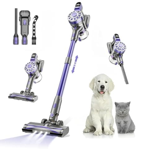 Cordless Vacuum Cleaners for Home with Powerful Suction,Stick Vacuum Cordless Rechargeable,Up to 35 Mins Runtime,Lightweight Hardwood Floor Vacuum for Pet Hair,Carpet(Deep Purple)