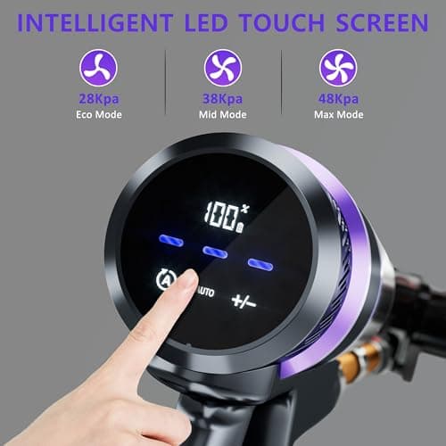 Cordless Vacuum Cleaner, 550W/50Kpa/70Mins Vacuum Cleaners for Home with Smart Auto Mode/LED Touch Display, Self-Standing Cordless Stick Vacuum Rechargeable, Vacuum Cleaner for Pet Hair/Carpet/Floors