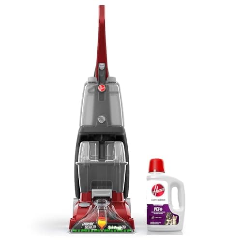 Hoover Power Scrub Deluxe Carpet Cleaner Machine with Paws & Claws Carpet Cleaning Solution (64oz), FH50150, AH30925