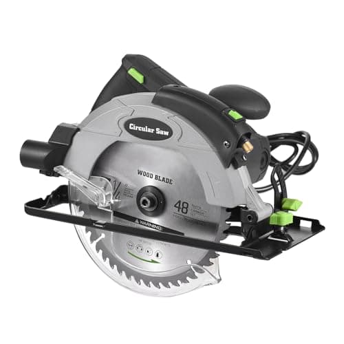 Mini Circular Saw, Circular Saw, Corded Circular Saw 12A 5500RPM Power Circular Saw with 7-1/4'' Saw Blade and Guide 2.45'' (90°) & 1.81'' (45°) Max Cutting Depth for Wood Plastic (1)