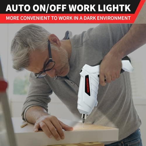 Electric Cordless Screwdriver Set, power-screw-guns，Rechargeable Cordless Power Tool with Carrying Case and Bits (white)