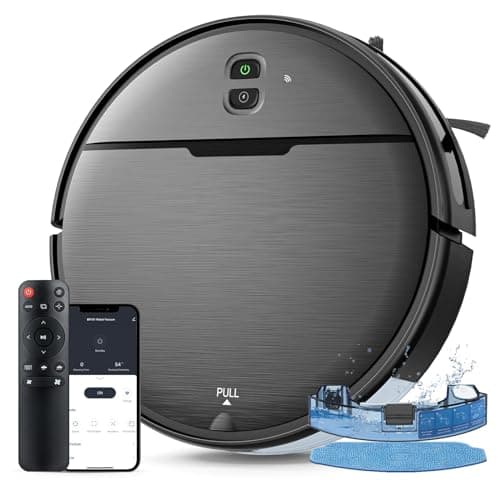 Robot Vacuum and Mop Combo, 2-in-1 Robot Vacuum Cleaner with Strong Suction, Compatible with APP/Home Integration, Schedule, Long battery life, Tangle-free, Ideal for Pet hair and Low Pile carpets