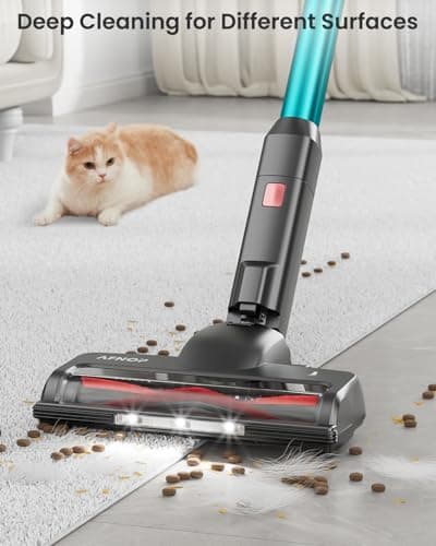 Cordless Vacuum Cleaner, 550W/45Kpa/65Mins Vacuum Cleaners for Home, Self-Standing Stick Vacuum with LED Display, Rechargeable Cordless Vacuum, Lightweight for Carpet, Pet Hair, Hardwood Floor