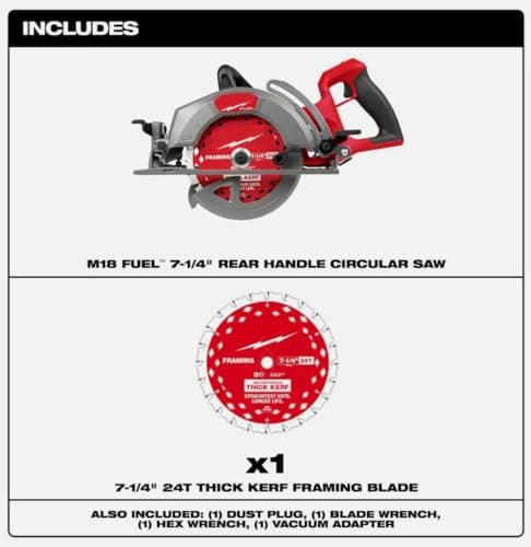 Fit For Milwaukee 2930-20 M18 FUEL 18V Lithium-Ion Cordless 7-1/4 in. Rear Handle Circular Saw (Tool-Only)