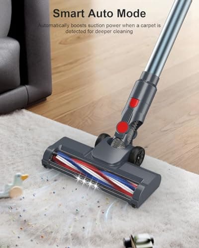Cordless Vacuum Cleaner, 60 Mins Runtime Vacuum Cleaners for Home, Stick Vacuum Self-Standing, Wall Mount Charging, 3 Mode Handheld Vacuum for Pet Hair/Carpet/Floor