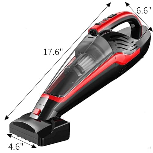 Pet Hair Handheld Vacuum Cordless, Car Vacuum Rechargeable with Reusable Filters, Motorized Brush and Multi-Accessories for Carpet, Couch & Stairs, Red, 17.6"X 4.6"X 6.6"