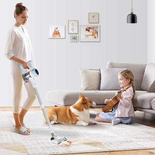 Cordless Vacuum Cleaner, 35Kpa Cordless Vacuums for Home, 500W Stick Vacuum Cleaners with Long Runtime, Lightweight, Powerful, Large Dust Cup Vacuum Cleaner for Pet Hair Hard Floor