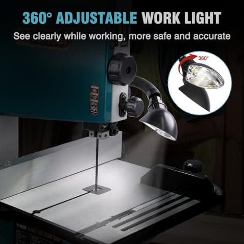 3Amp 9 Inch Benchtop Band Saw, 2-Speed（1700/2500FPM）with 360° Work Light, Miter Gauge & Rip fence, Steel Base, Band Saws for Woodworking