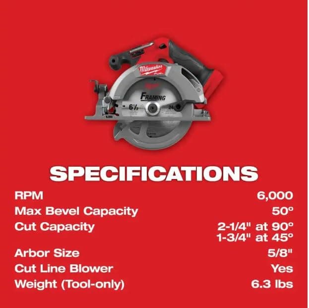 Milwaukee Electric - M18 Fuel 6-1/2 INCH Circular Saw Tool ONLY